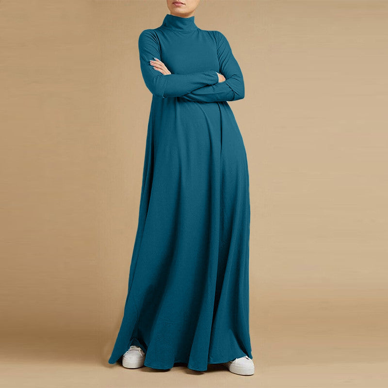 Women's Collage Long Sleeve Turtleneck Dress - kanissah Collection