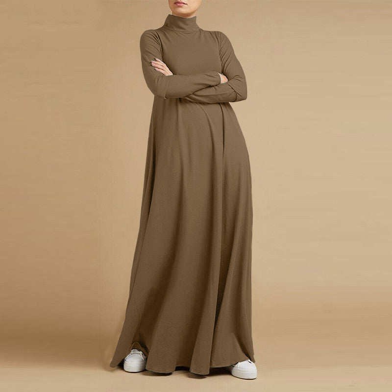 Women's Collage Long Sleeve Turtleneck Dress - kanissah Collection