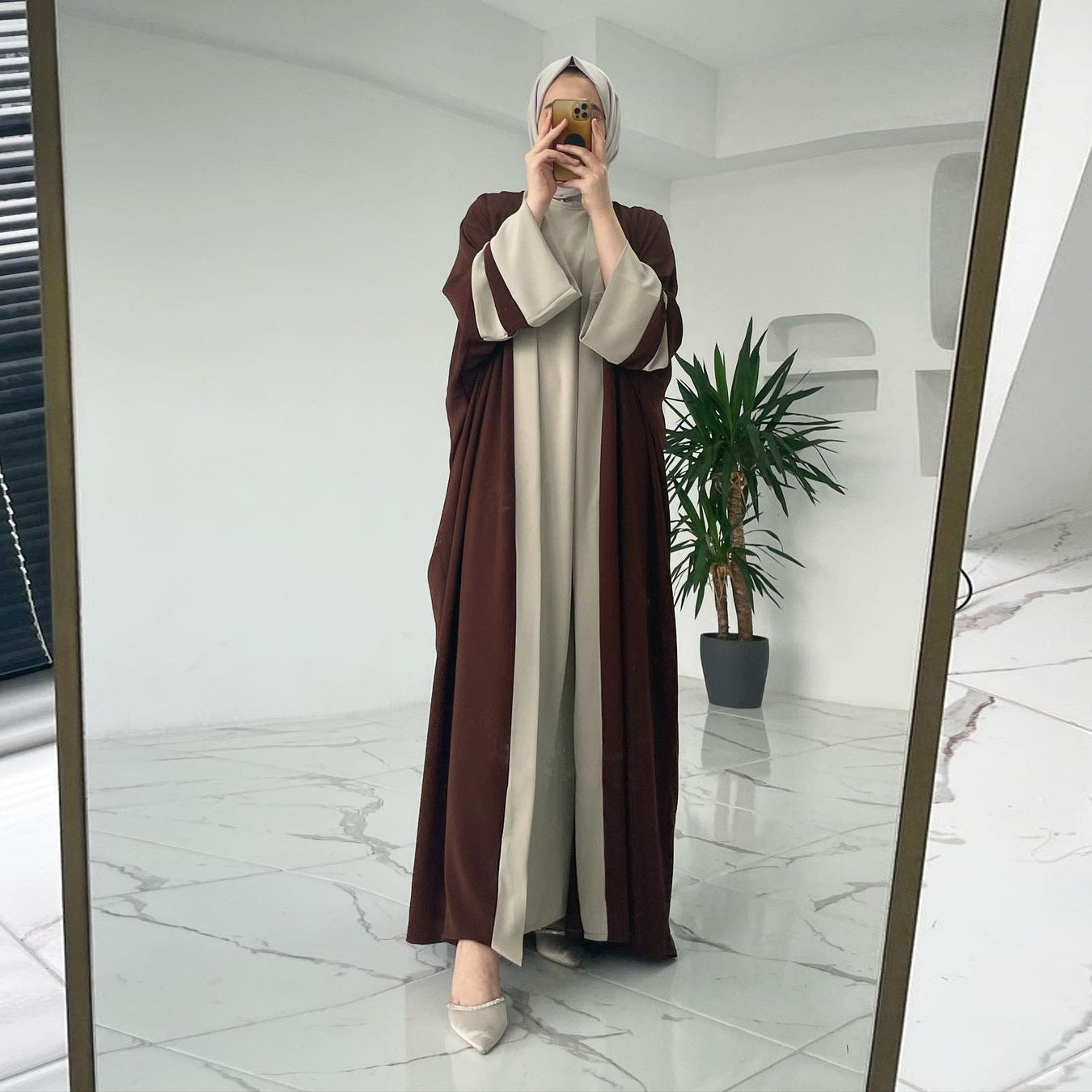 Abaya Caramelo raffiné deux pièces - kanissah Collection