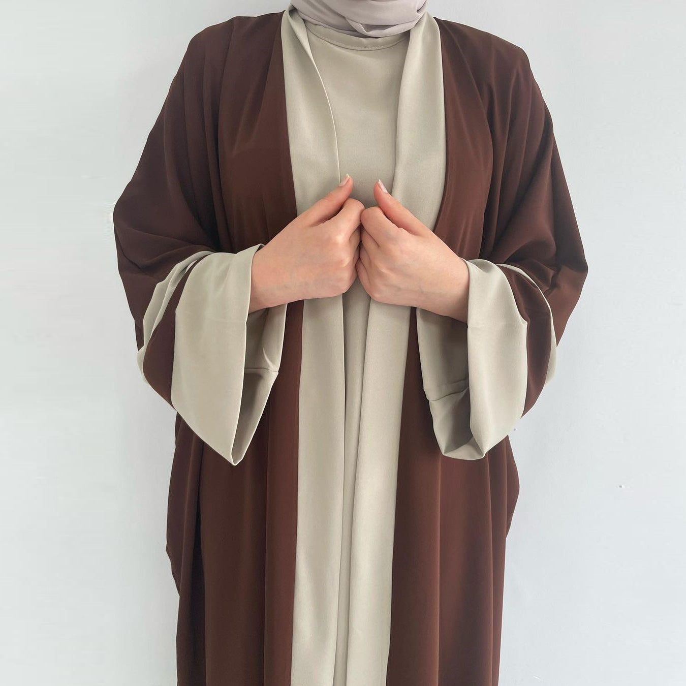 Abaya Caramelo raffiné deux pièces - kanissah Collection