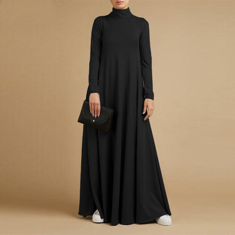 Women's Collage Long Sleeve Turtleneck Dress - kanissah Collection