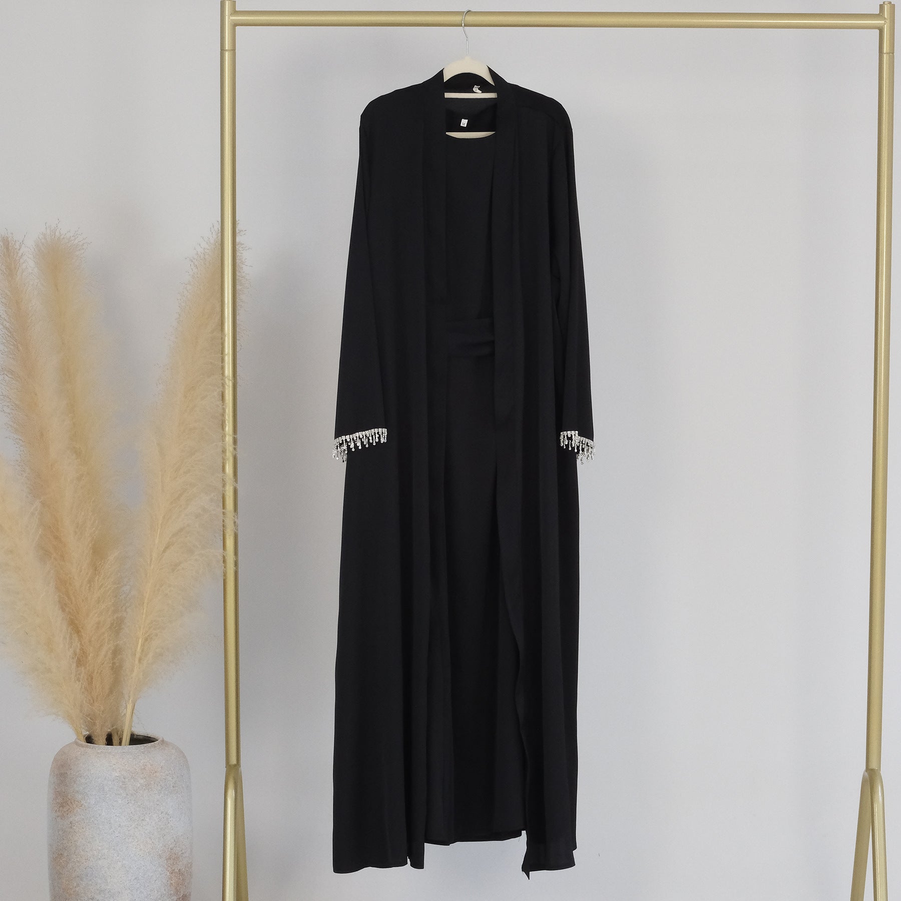 Abaya Luxy Cardigan manche perlées avec sous robe - kanissah Collection Abaya