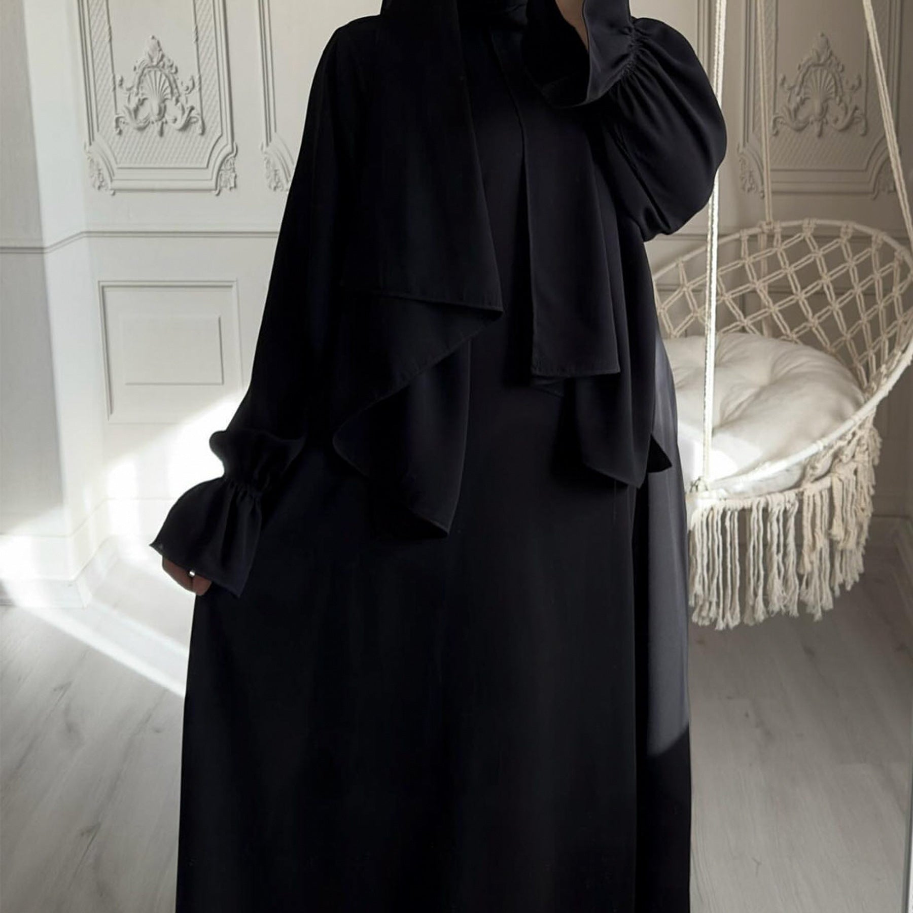 Abaya Jennah voile intégré manche tulipe - kanissah Collection abaya