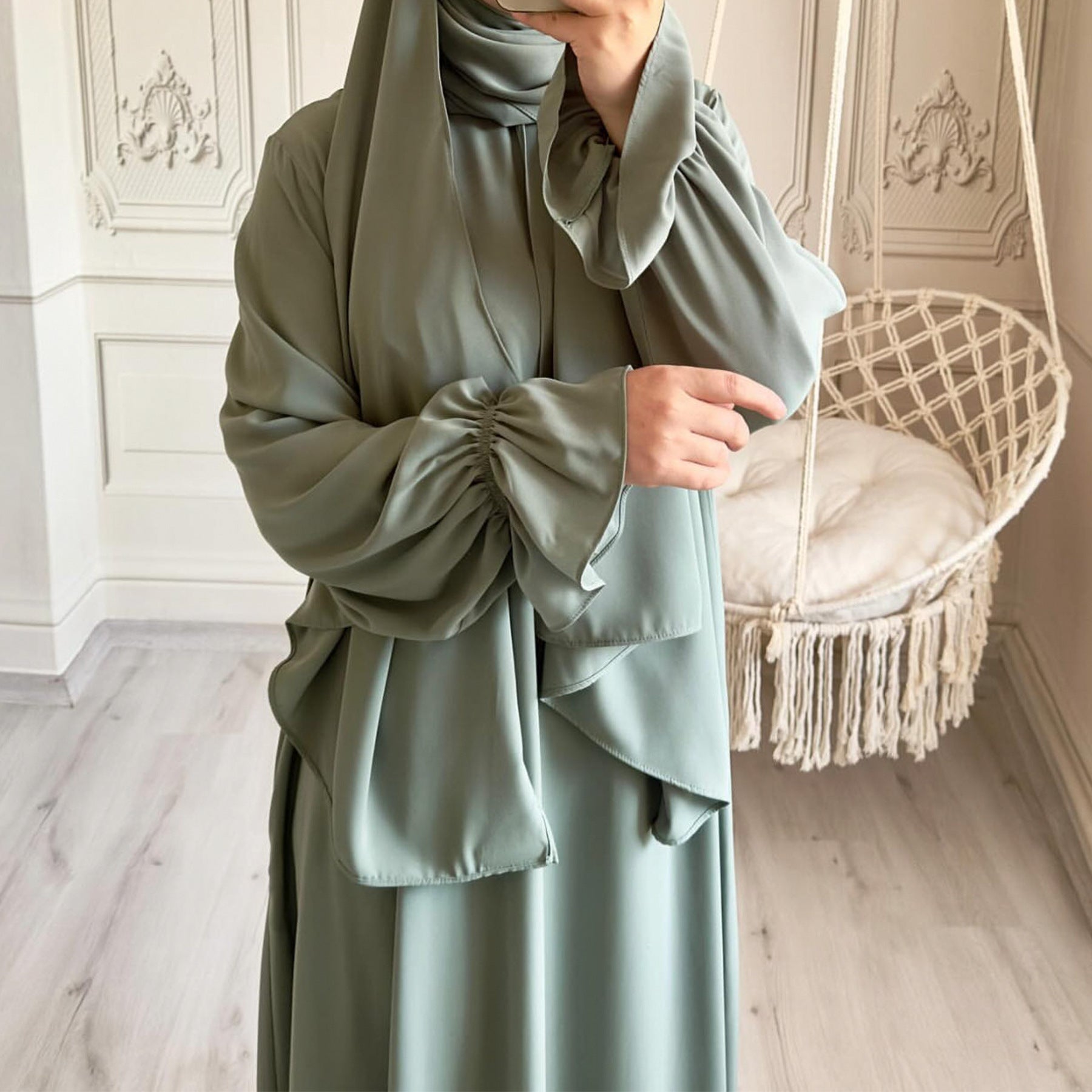 Abaya Jennah voile intégré manche tulipe - kanissah Collection abaya